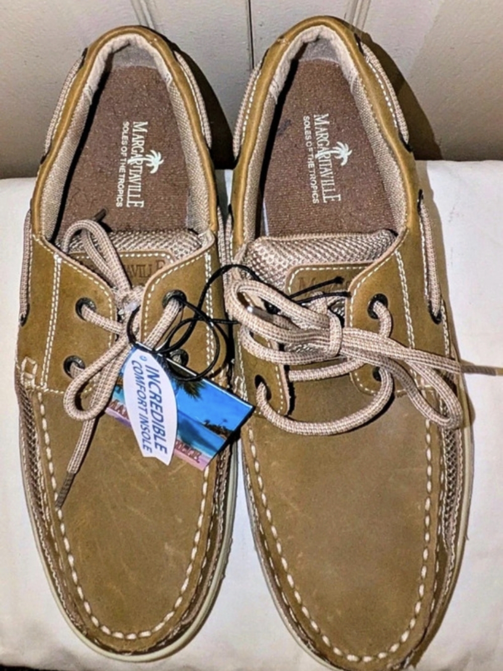 Margaritaville Anchor Lace Boat Shoe Men's Boat Shoes Tan US Sz  9